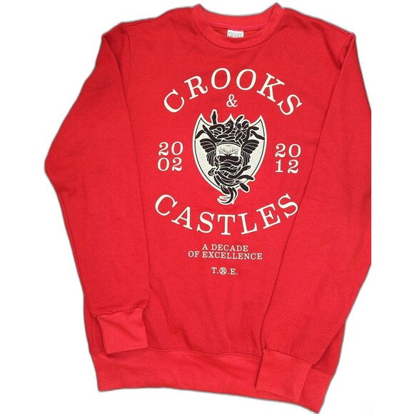 Crooks & Castles Graphic Crewneck Sweater Red Small - Picture 1 of 5